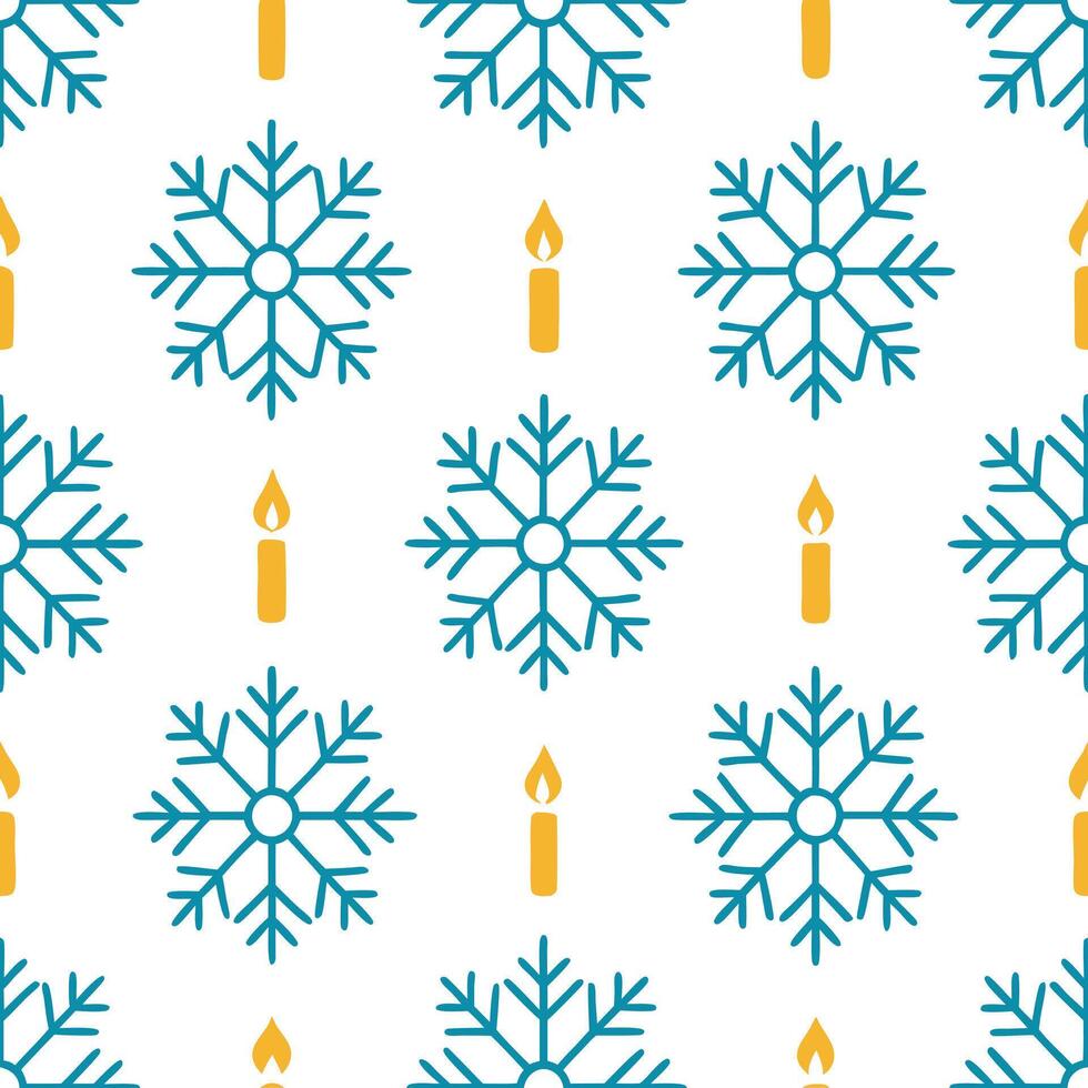 Elegant snowflake and candlelight seamless tile pattern with glowing winter ambiance concept as Glowing candlelight paired with elegant snowflakes create a seamless tile pattern wi Seamless Set vector