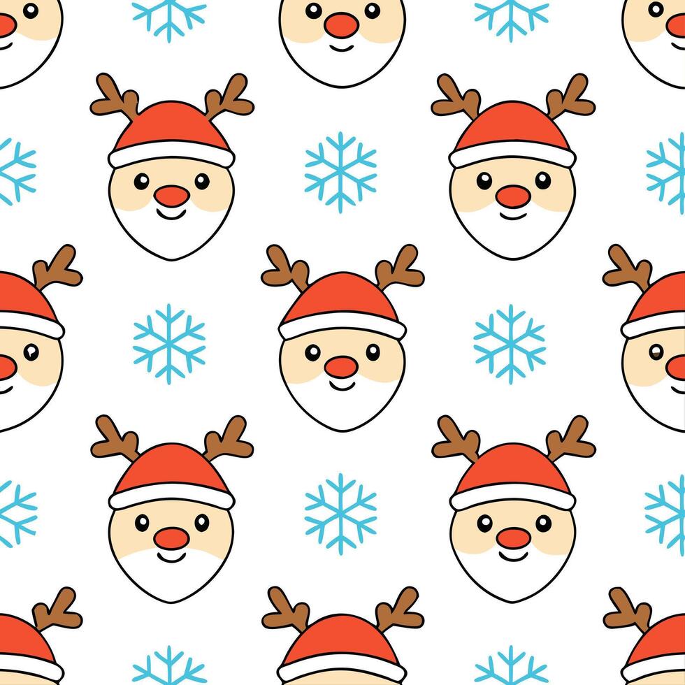 Santa Claus and reindeer seamless tile pattern with joyful winter motifs and bright colors concept as Santa Claus and reindeer bring joy with bright colors in a seamless tile patte Seamless Set vector