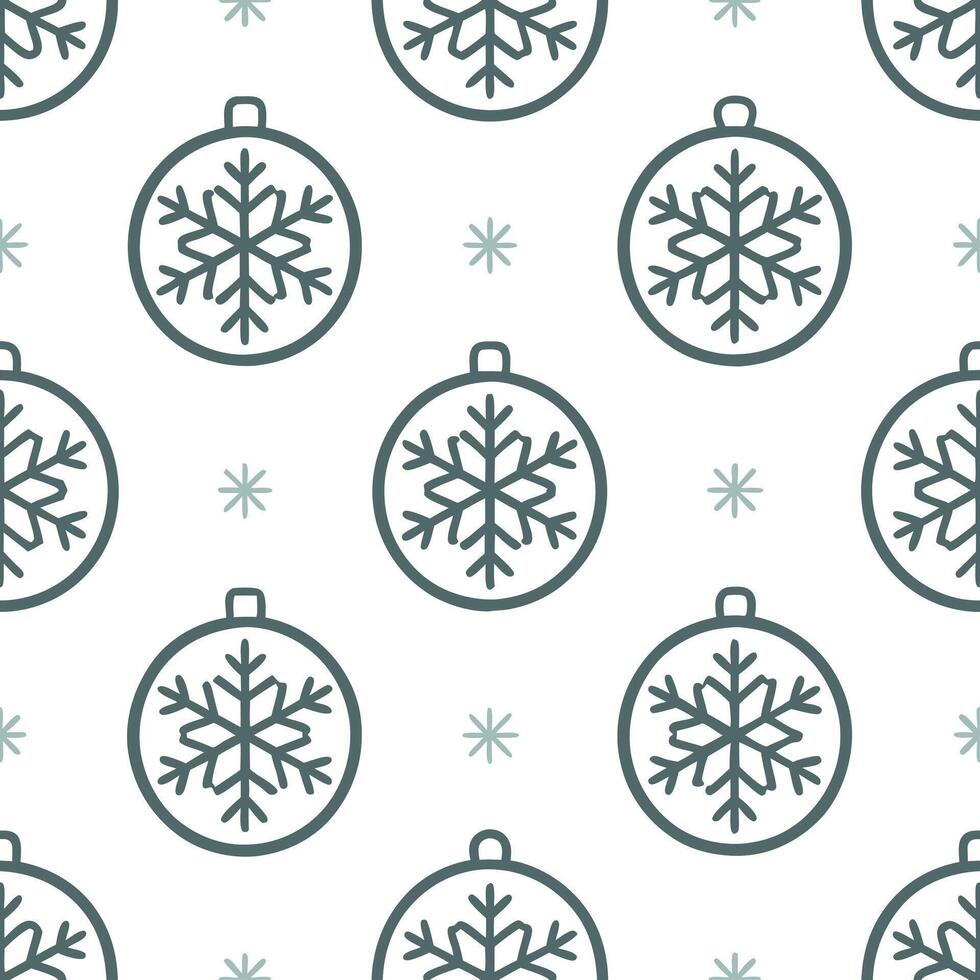 Frosty snowflake and Christmas ornament seamless tile pattern with shimmering accents concept as Shimmering Christmas ornaments paired with frosty snowflakes create a seamless tile Seamless Set vector