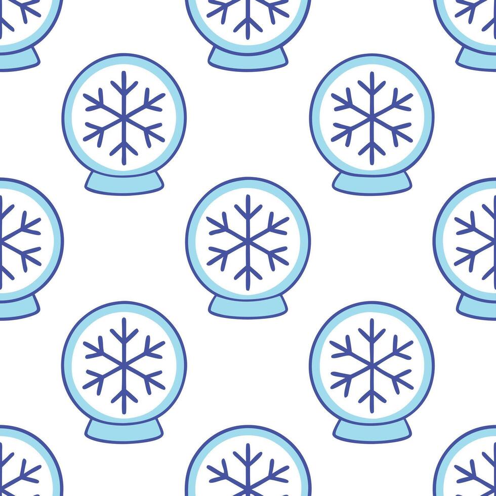 Frosty snowflake and snow globe seamless tile pattern with magical winter elements concept as Magical snow globes paired with frosty snowflakes create a seamless tile pattern with Seamless Set vector