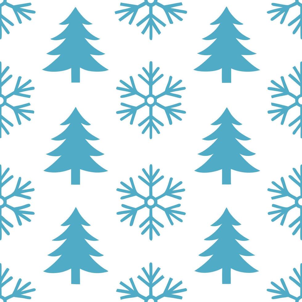 Frosty snowflake and pine tree seamless tile pattern with winter forest theme and icy textures concept as Frosty snowflakes and pine trees create a seamless tile pattern with a win Seamless Set vector