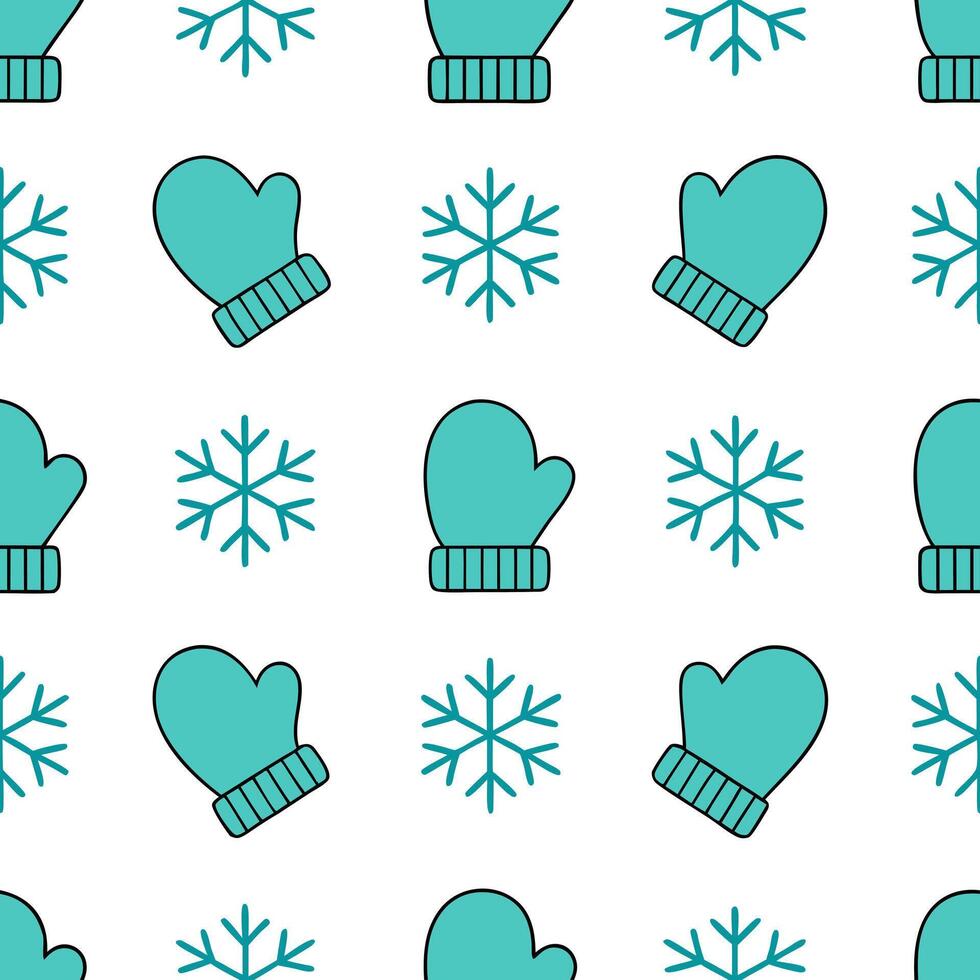 Snowflake and mittens seamless tile pattern with cozy winter elements and icy accents concept as Cozy mittens paired with snowflakes create a seamless tile pattern with icy accents Seamless Set vector