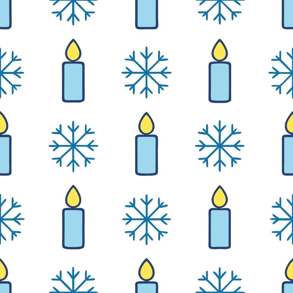 Snowflake and festive candle seamless tile pattern with glowing winter accents concept as Glowing winter candles paired with snowflakes create a seamless tile pattern with festive Seamless Set vector