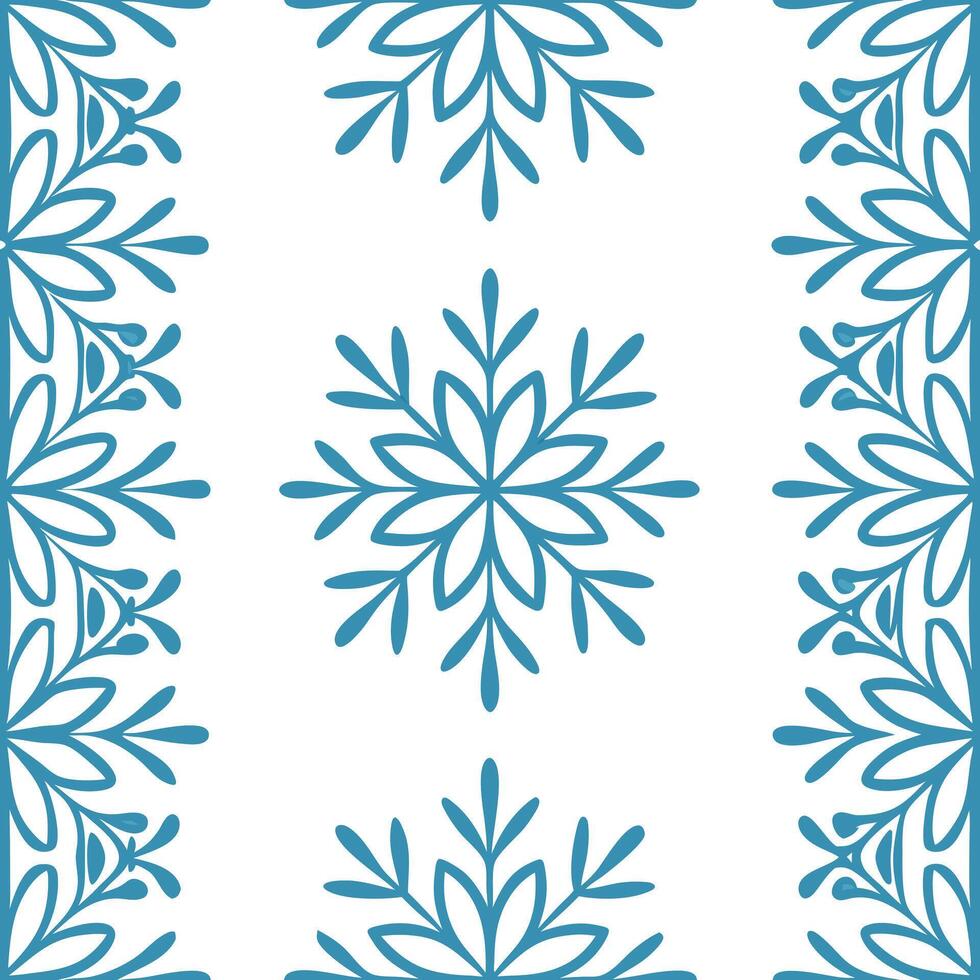 Frosty snowflake and snow covered branch seamless tile pattern with winter elegance concept as Snowflakes paired with snow covered branches create a seamless tile pattern exuding w Seamless Set vector