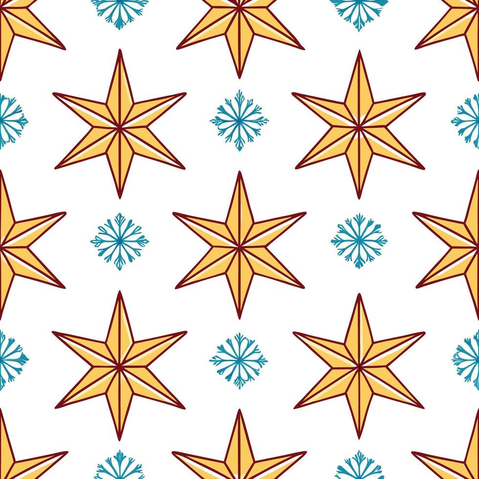 Frosty snowflake and Christmas star seamless tile pattern with sparkling holiday accents concept as Sparkling Christmas stars paired with frosty snowflakes create a seamless tile p Seamless Set vector