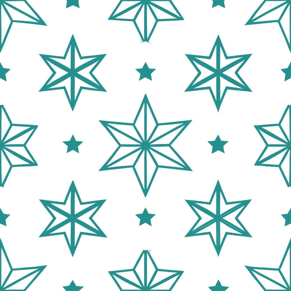 Frosty snowflake and Christmas star seamless tile pattern with luminous winter elements concept as Luminous Christmas stars paired with frosty snowflakes create a seamless tile pat Seamless Set vector