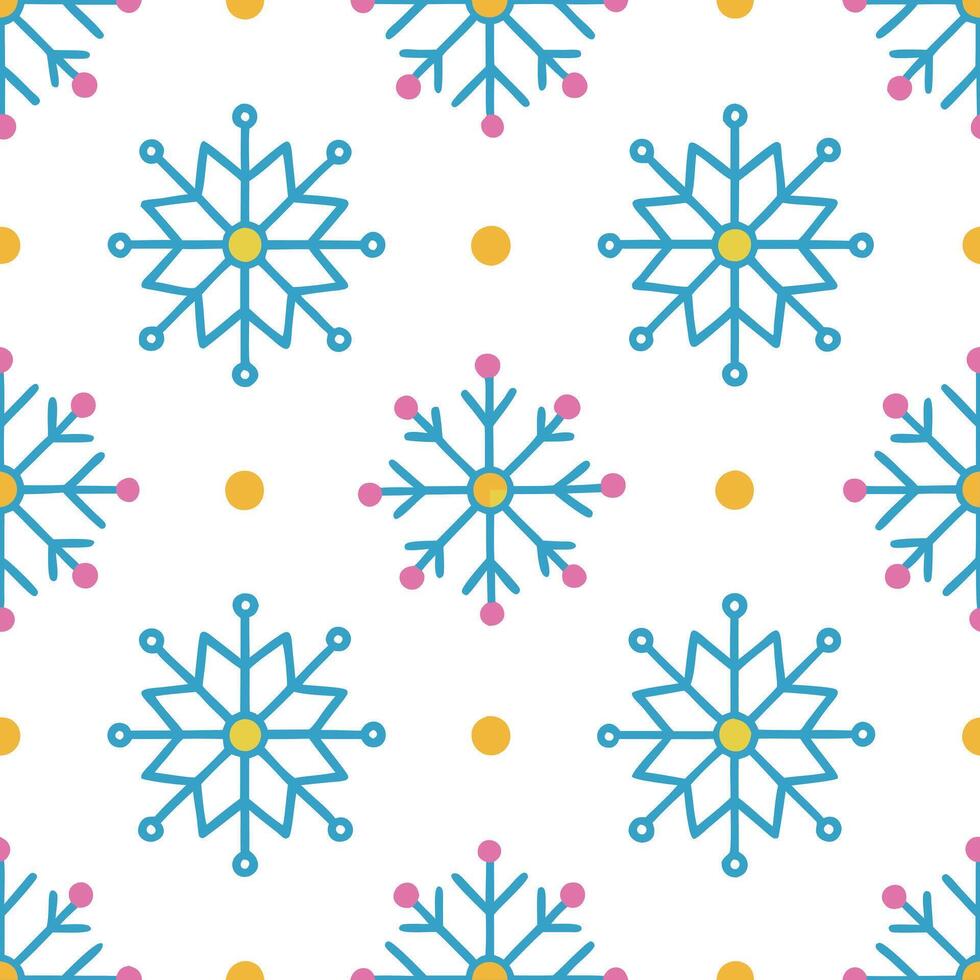 Whimsical snowflake seamless tile pattern with playful shapes and bright accents concept as Playful snowflake shapes with bright accents create a whimsical seamless tile pattern pe Seamless Set vector