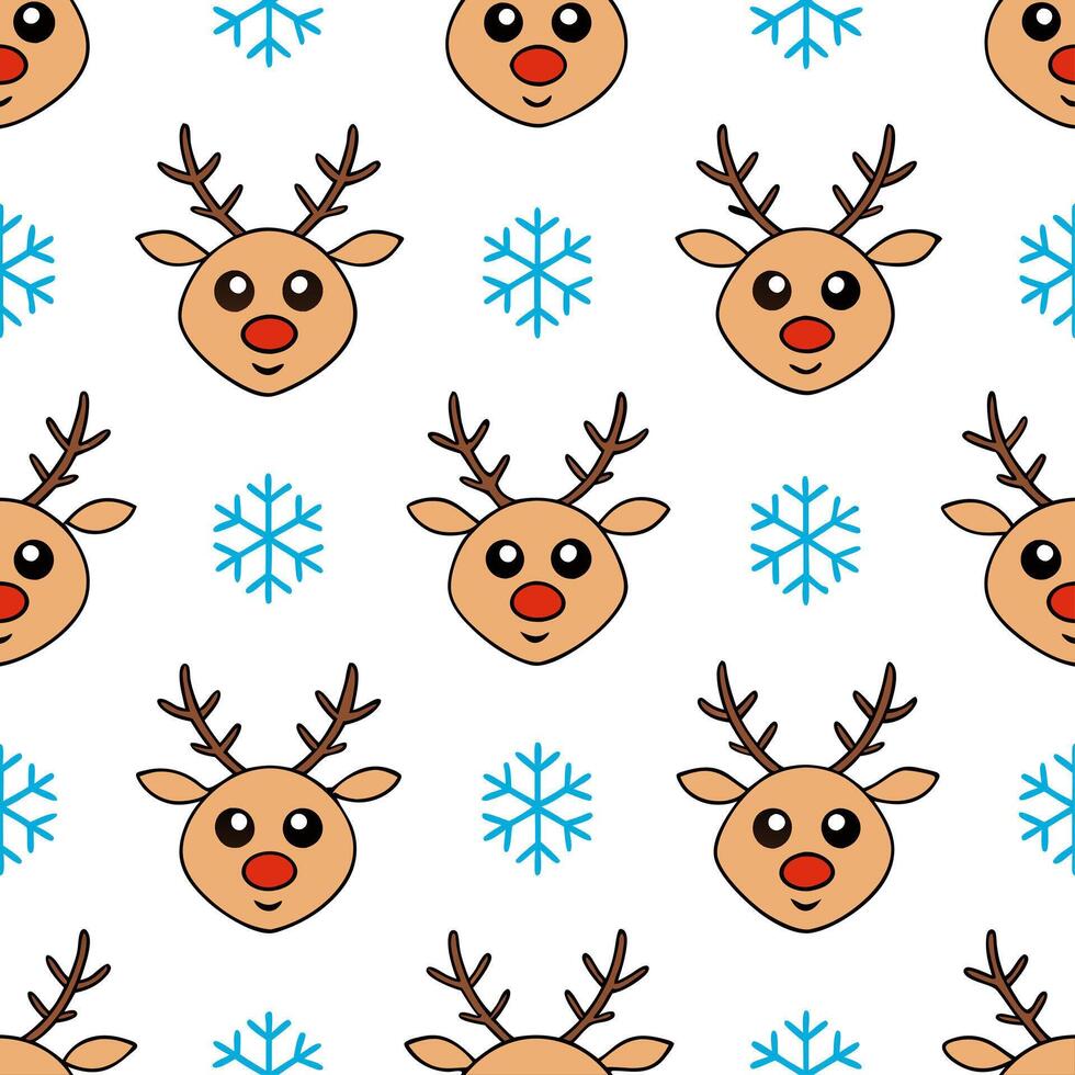 Snowflake and reindeer seamless tile pattern with joyful winter motifs and festive colors concept as Joyful reindeer paired with snowflakes create a seamless tile pattern with fest Seamless Set vector