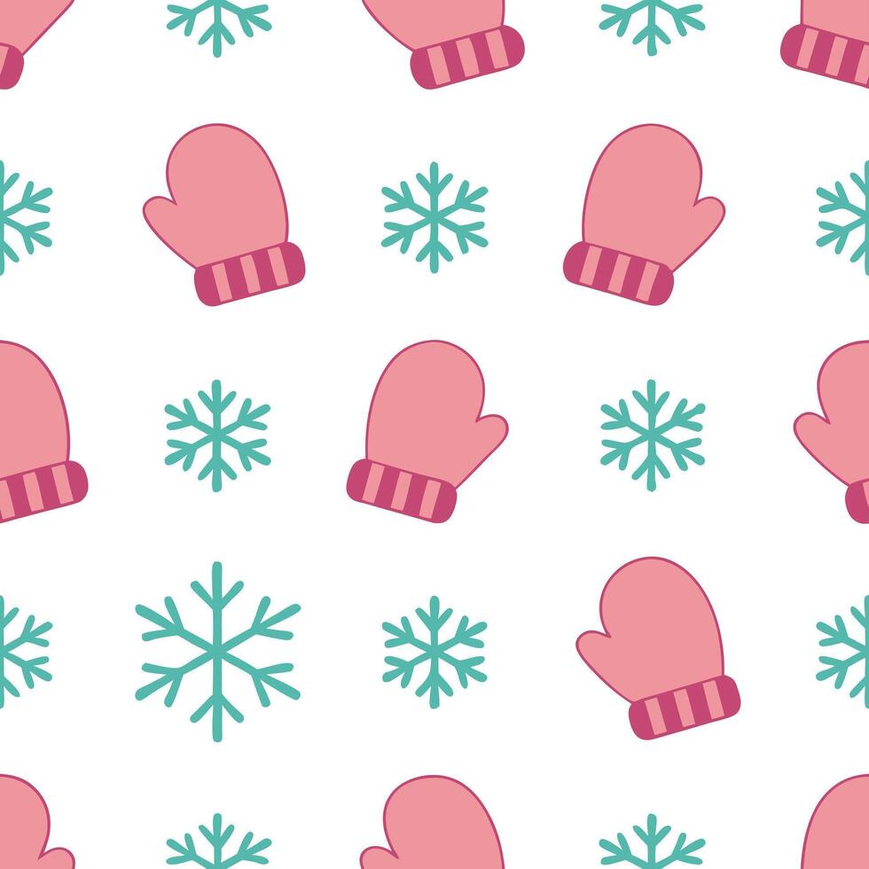 Snowflake and mittens seamless tile pattern with cozy winter elements and soft hues concept as Cozy winter elements like mittens paired with snowflakes create a seamless tile patte Seamless Set vector