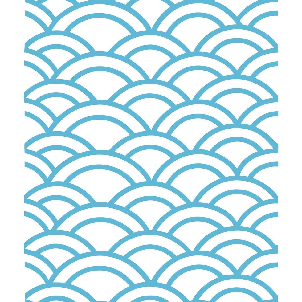 Japanese waves and koi fish seamless tile pattern with serene blue tones concept as Serene blue tones highlight Japanese waves intertwined with koi fish in seamless tile pattern in Seamless Set vector