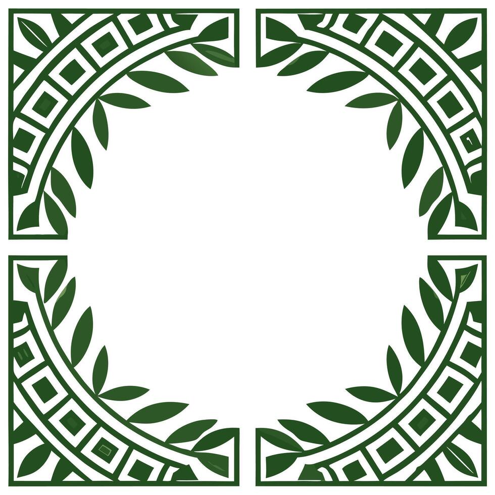 Greek key patterns and olive branches seamless tile design with classic white and green hues concept as Classic white and green hues highlight Greek key patterns intertwined with o Seamless Set vector