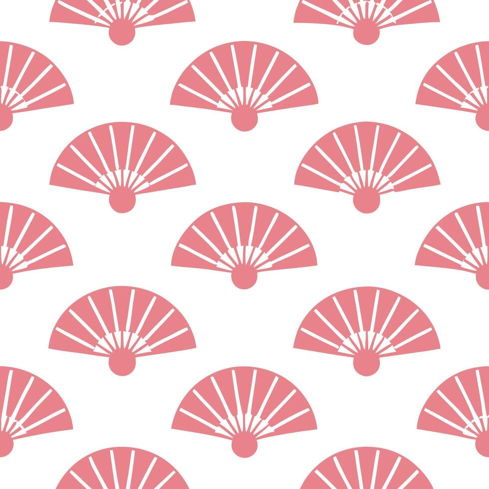 Japanese cherry blossoms and traditional fans seamless tile pattern with soft pink and white tones concept as Soft pink and white tones highlight Japanese cherry blossoms intertwin Seamless Set vector