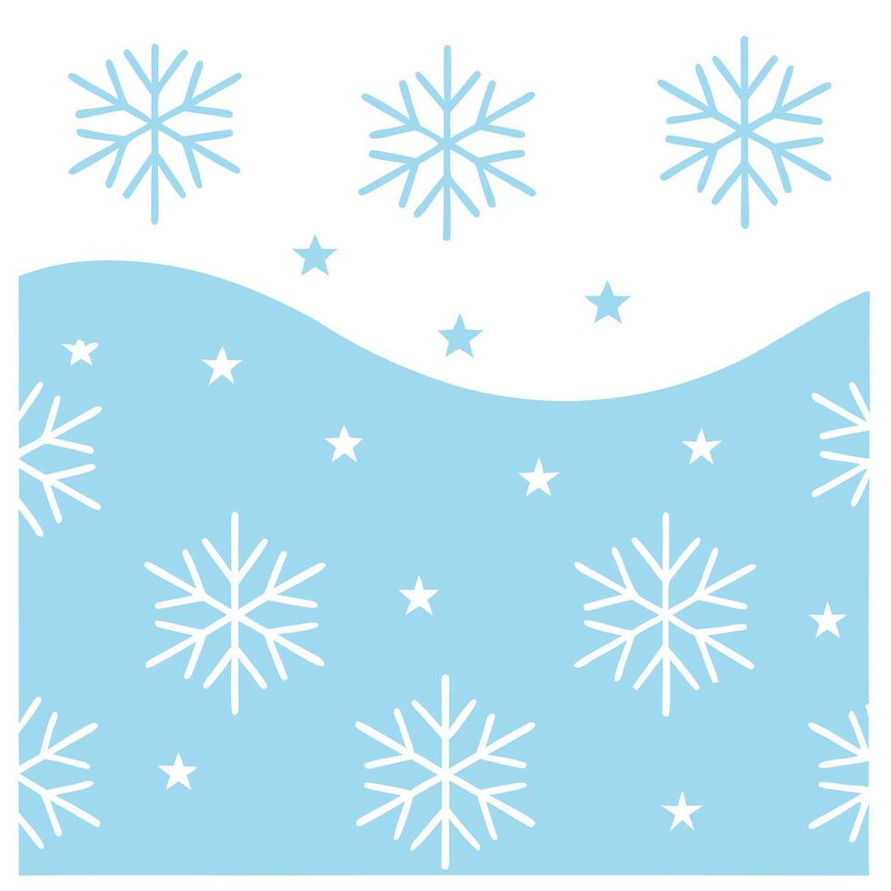 Icy blue winter skyline seamless tile pattern with glittering snowflakes and stars concept as Glittering snowflakes and stars illuminate an icy blue winter skyline in a seamless ti Seamless Set vector