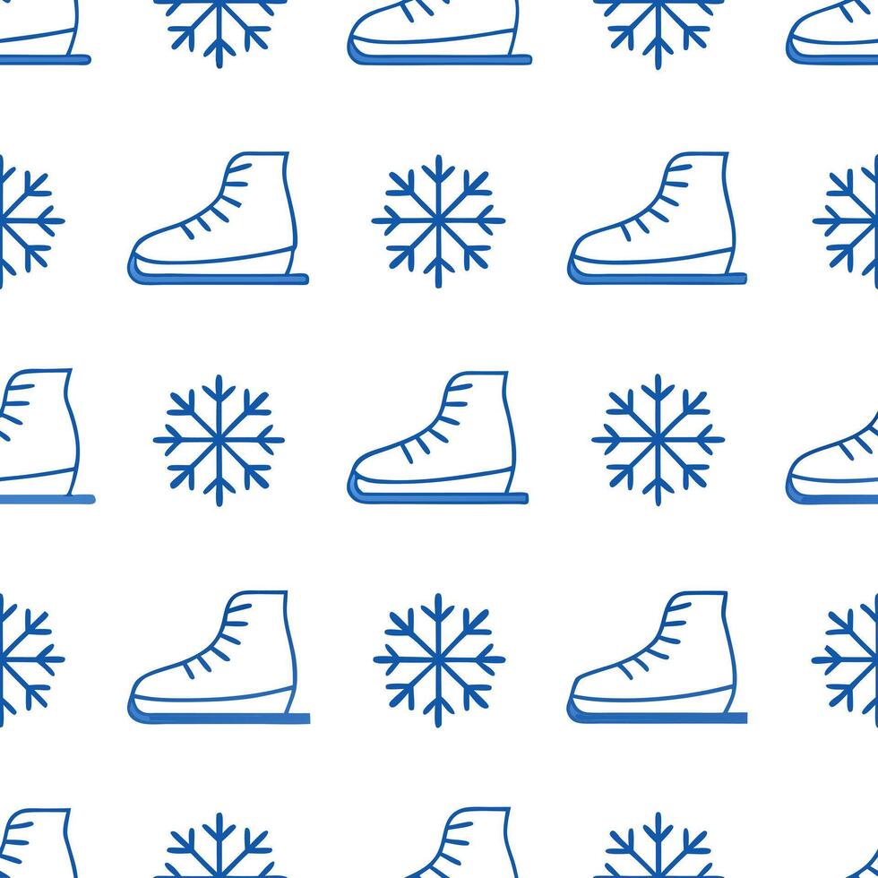 Snowflake and ice skates seamless tile pattern with dynamic winter sports elements concept as Dynamic ice skates paired with snowflakes create a seamless tile pattern with winter s Seamless Set vector