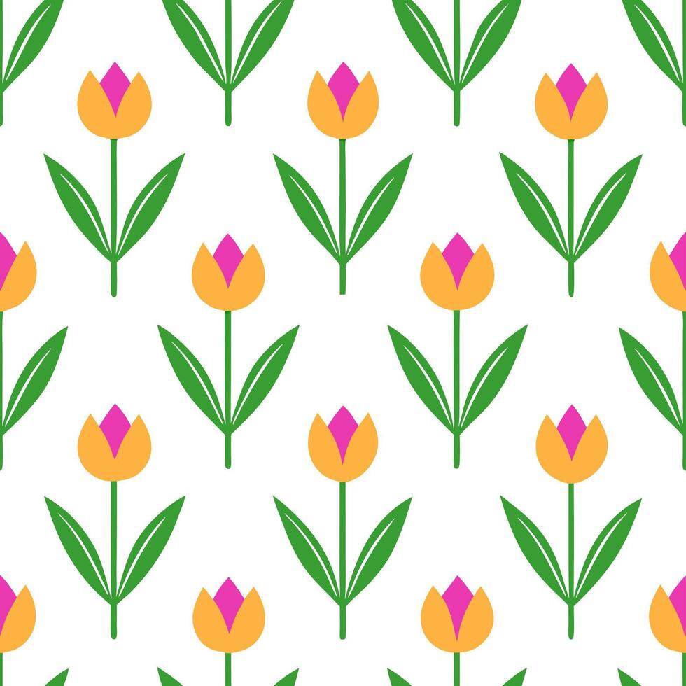 Vibrant Easter tulips and hummingbirds seamless tile pattern with lively spring accents concept as Lively spring accents with vibrant Easter tulips and hummingbirds create seamless Seamless Set vector