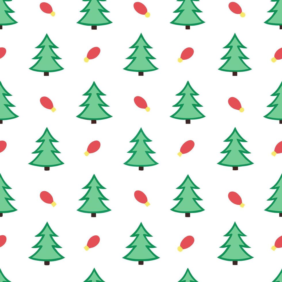 Sparkling Christmas lights and snow covered pine trees seamless tile pattern with festive glow concept as Festive glow with sparkling Christmas lights and snow covered pine trees c Seamless Set vector