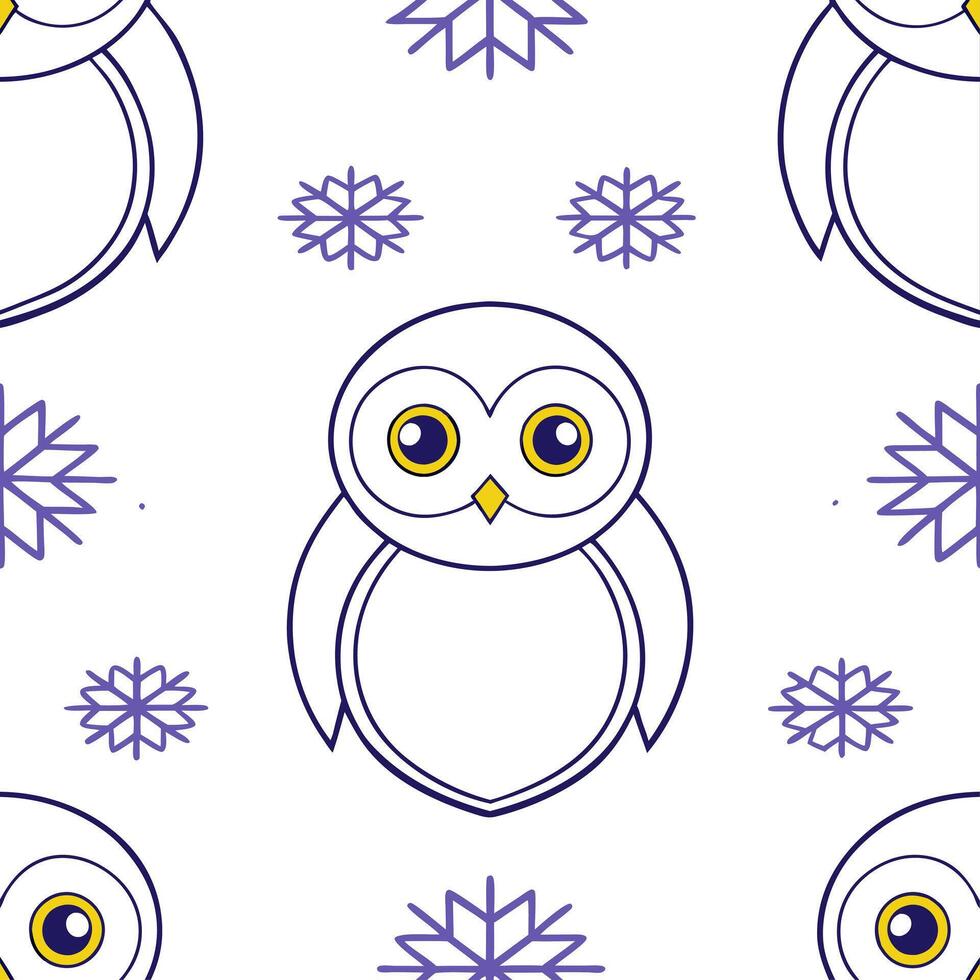 Winter snowflakes and snowy owls seamless tile pattern with mystical winter elements concept as Mystical snowy owls paired with winter snowflakes create a seamless tile pattern wit Seamless Set vector