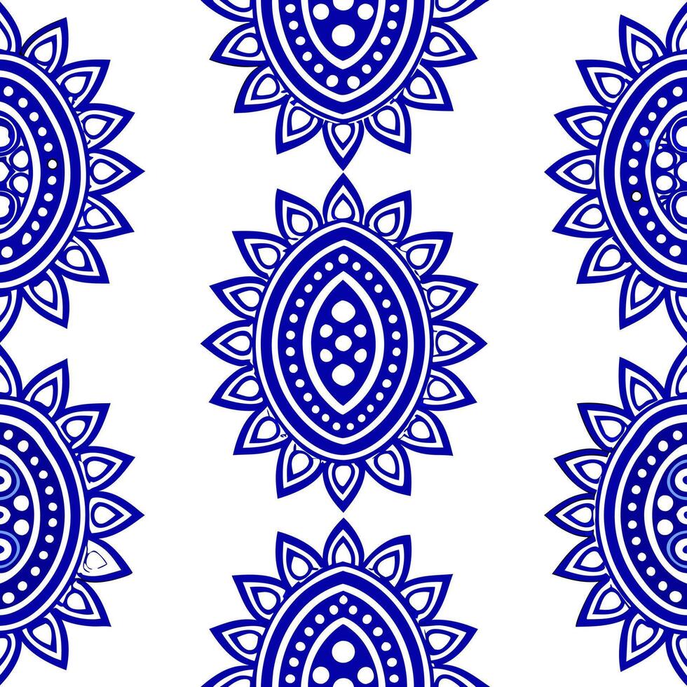 Persian paisleys and geometric patterns seamless tile pattern with rich blue hues concept as Rich blue hues highlight Persian paisleys intertwined with geometric patterns in seamle Seamless Set vector