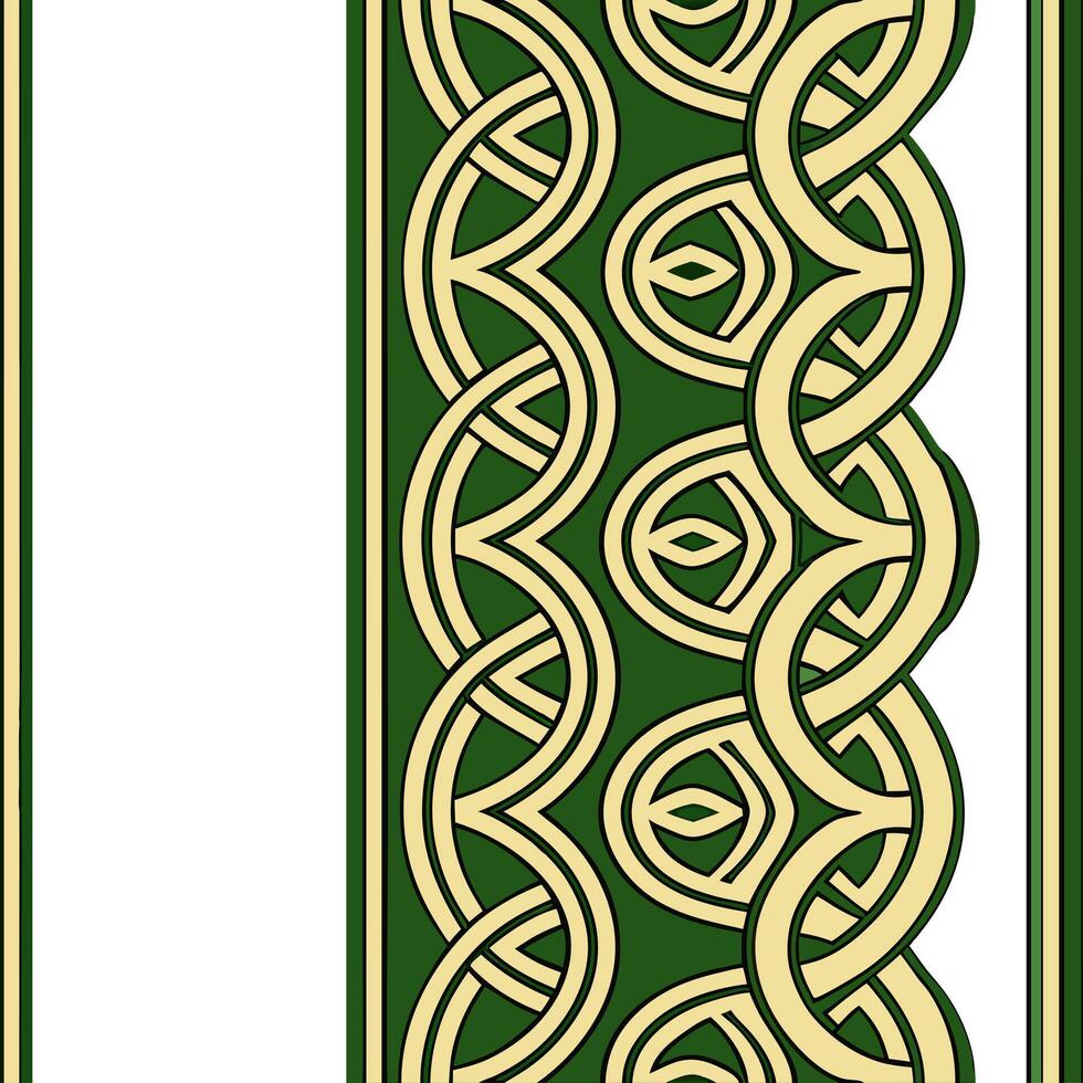 Celtic knots and spirals seamless tile pattern with rich green and gold accents concept as Rich green and gold accents highlight Celtic knots intertwined with spirals in seamless t Seamless Set vector