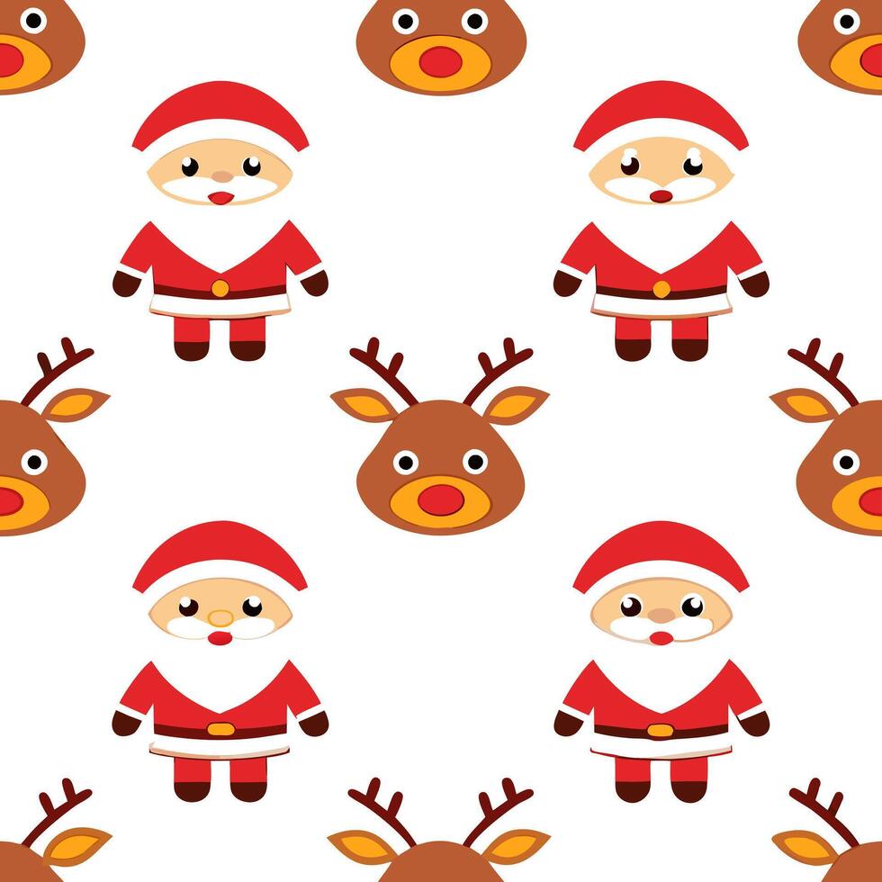 Joyful Santa Claus and reindeer seamless tile pattern with vibrant holiday colors concept as Santa Claus and reindeer bring joy with vibrant holiday colors in seamless tile pattern Seamless Set vector