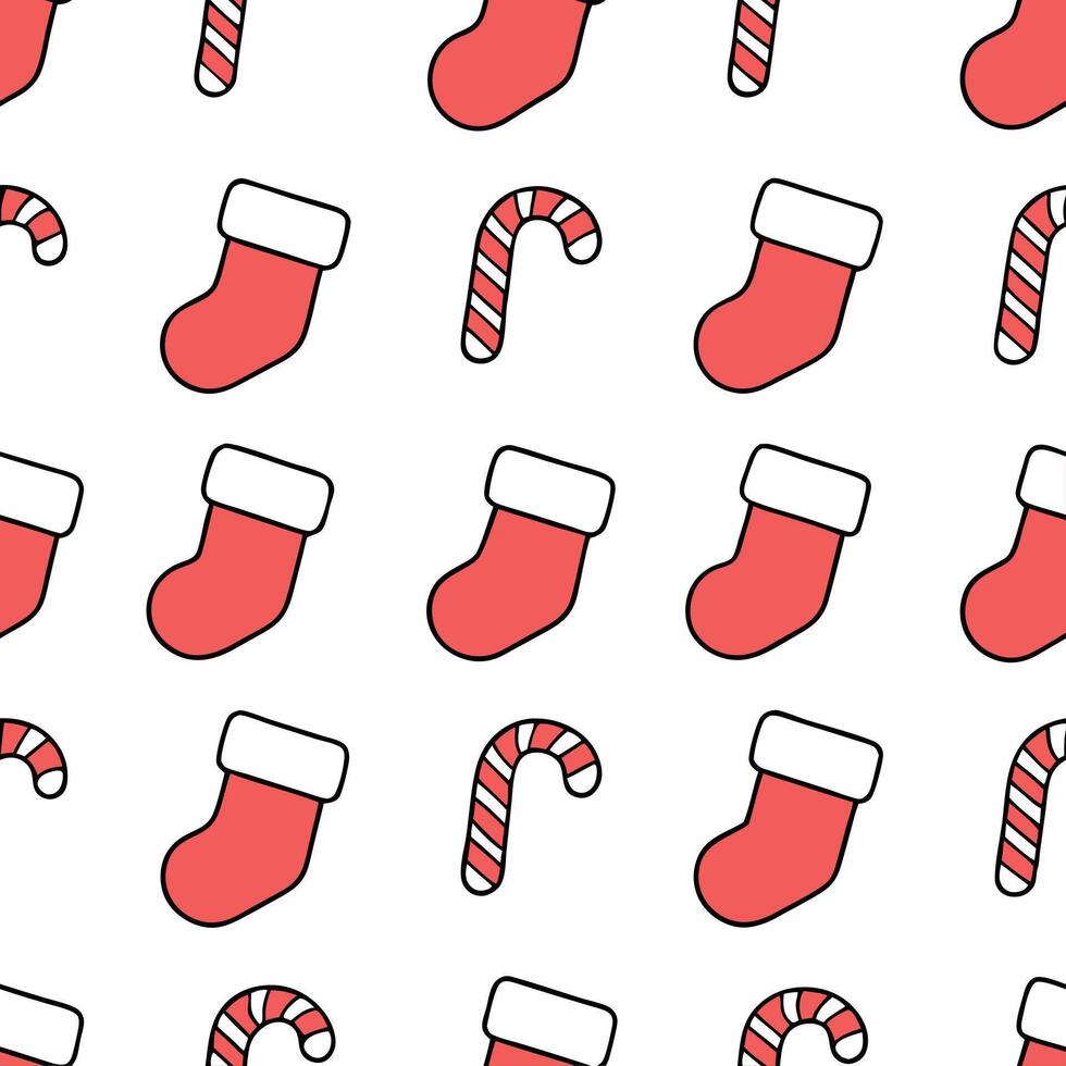 Charming Christmas stockings and candy canes seamless tile pattern with festive flair concept as Festive flair with charming Christmas stockings and candy canes create seamless til Seamless Set vector