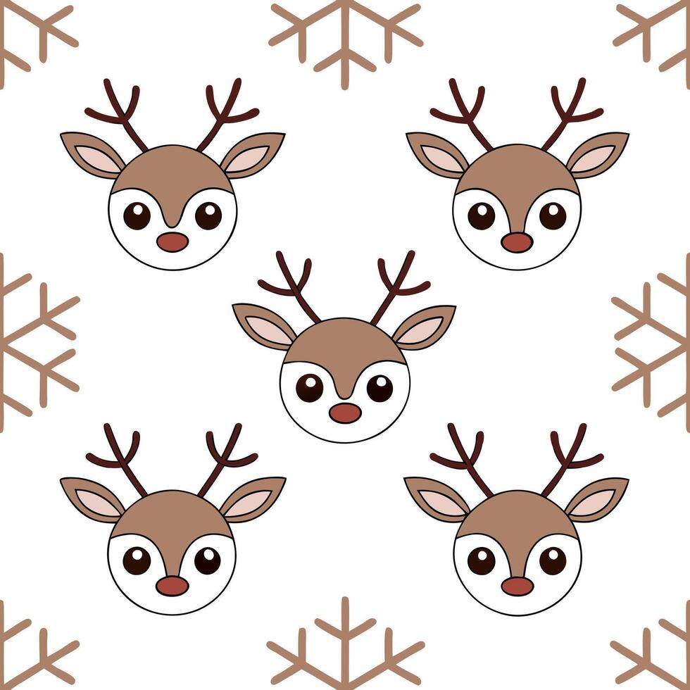 Whimsical reindeer and snowflakes seamless tile pattern with playful holiday elements concept as Playful reindeer and whimsical snowflakes create seamless tile pattern with festive Seamless Set vector