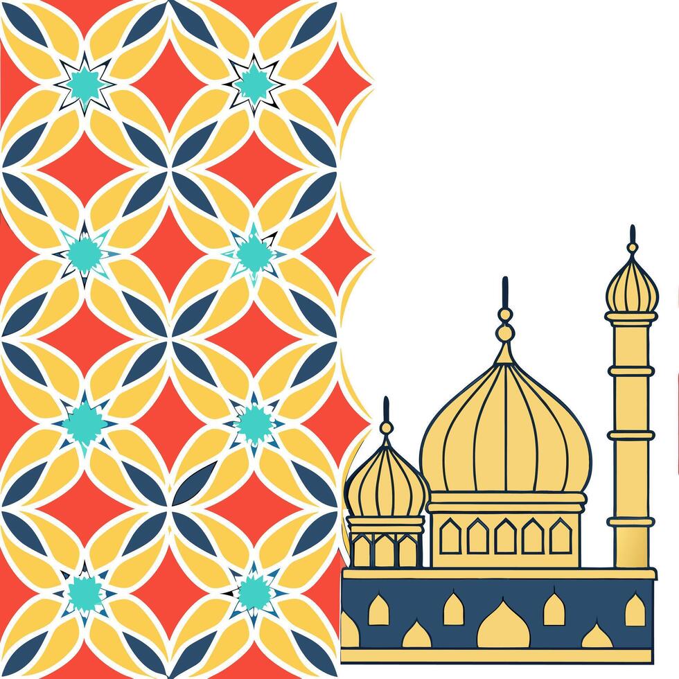 Middle Eastern arabesque and mosaic patterns seamless tile pattern with vibrant colors concept as Vibrant colors highlight Middle Eastern arabesque and mosaic patterns in seamless Seamless Set 2 vector