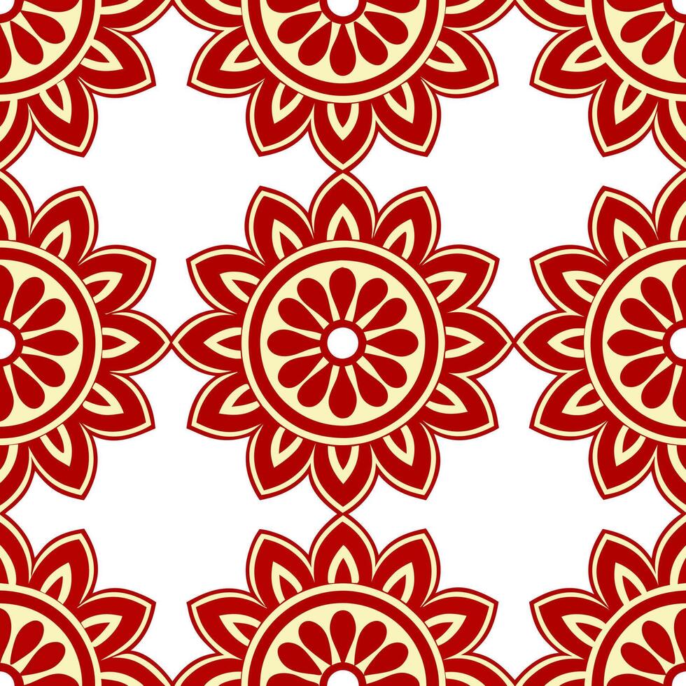 Asian inspired floral and dragon seamless tile pattern with bold red and gold accents concept as Bold red and gold accents showcase Asian inspired floral and dragon patterns in sea Seamless Set vector
