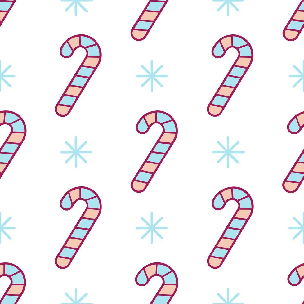 Whimsical Christmas candy canes and snowflakes seamless tile pattern with playful colors concept as Playful colors on whimsical candy canes and snowflakes create seamless tile patt Seamless Set vector