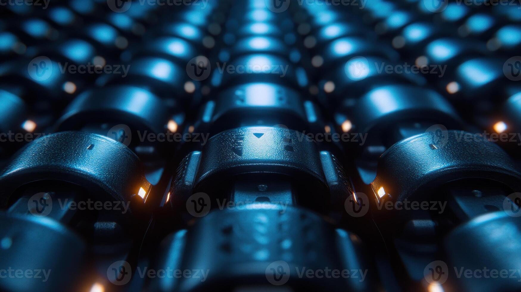 Close-up of interconnected mechanical components. photo