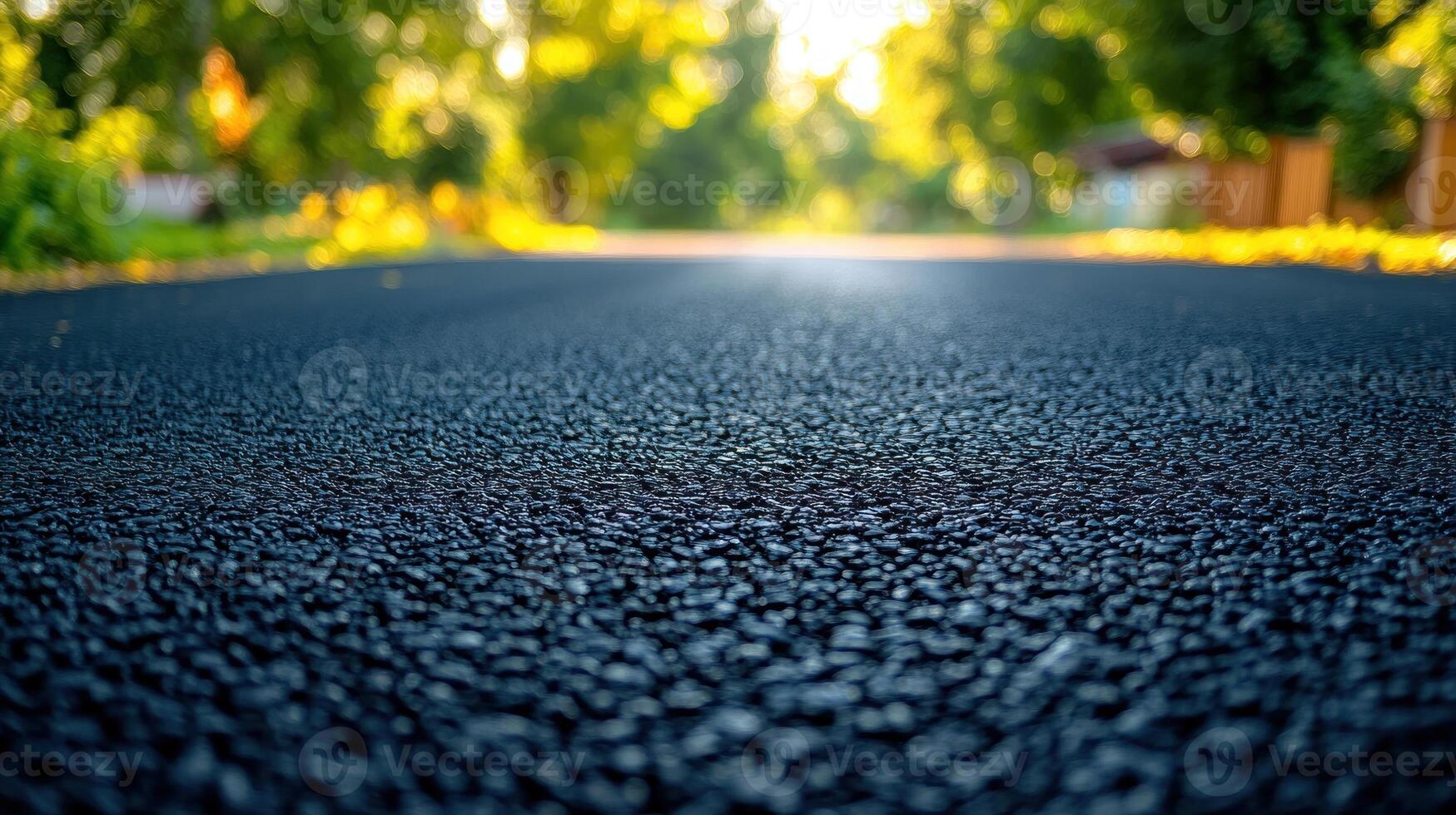 Close-up view of a textured asphalt road. photo