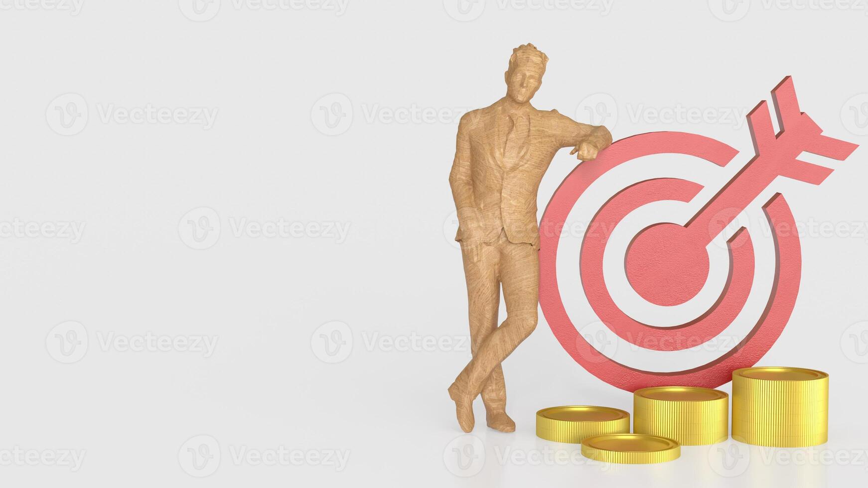 Red target and gold coins for Business concept 3d Rendering. photo