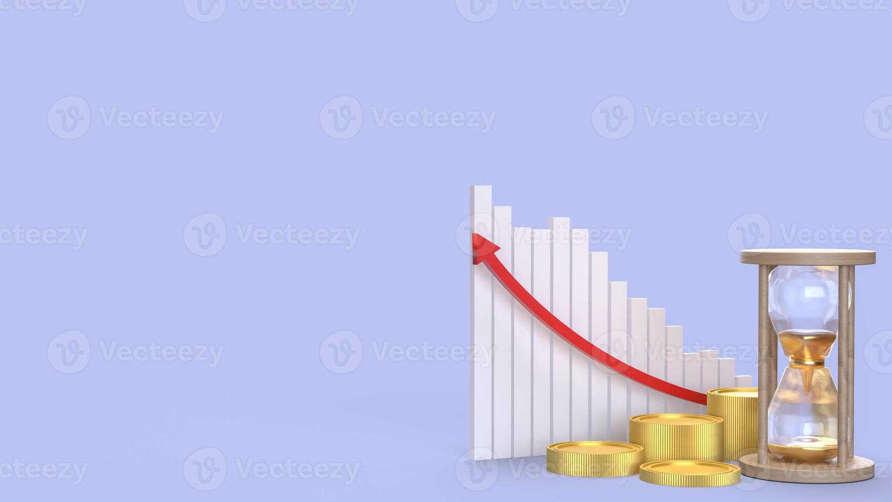 Gold coins and chart for Business concept 3d Rendering . photo