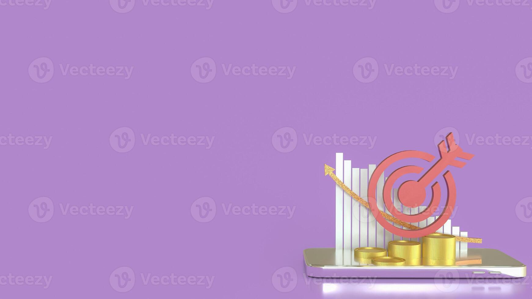 Target and chart on mobile for Business concept 3d Rendering. . photo