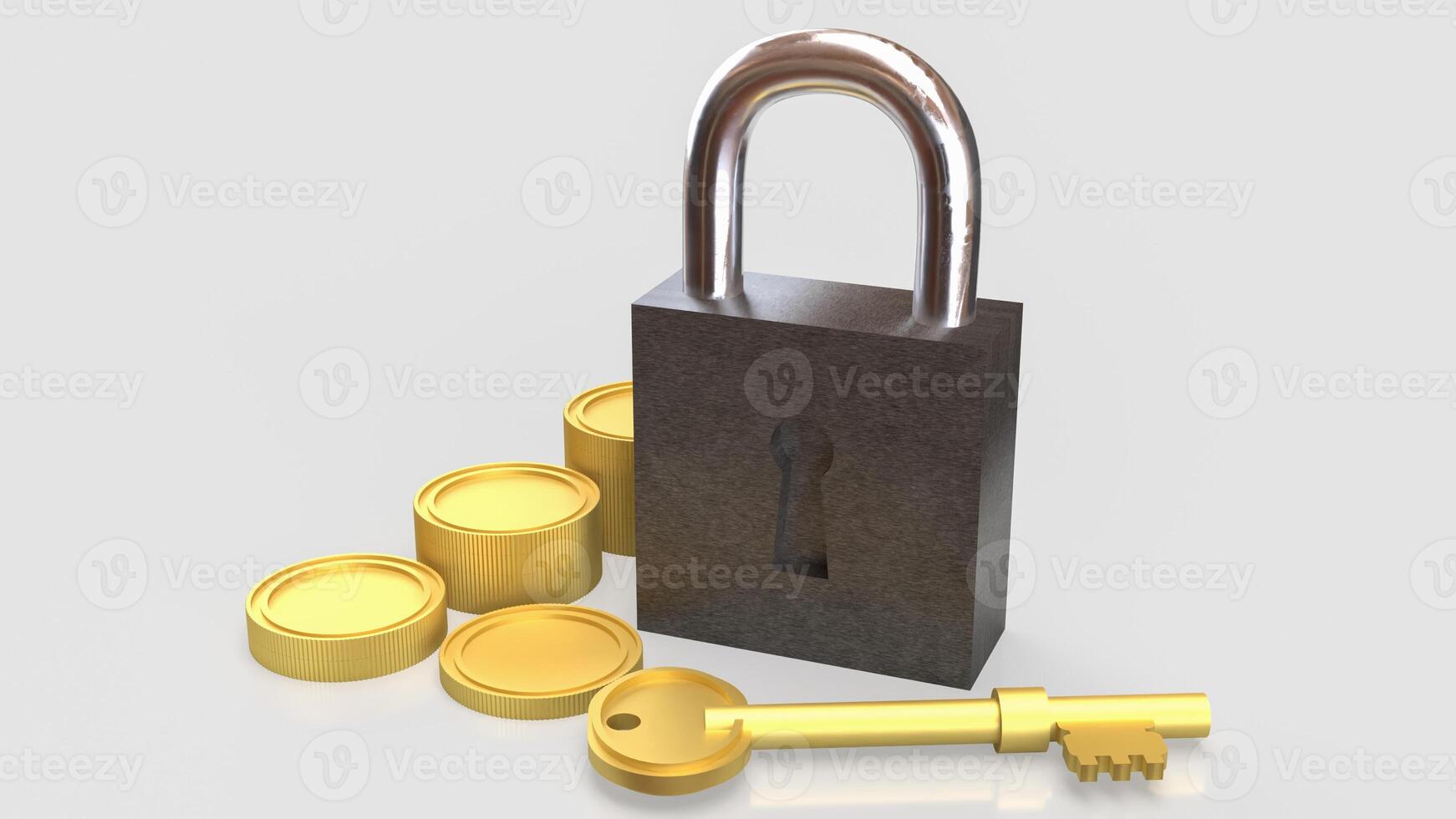 Master key and lock for security or Business concept 3d Rendering. photo
