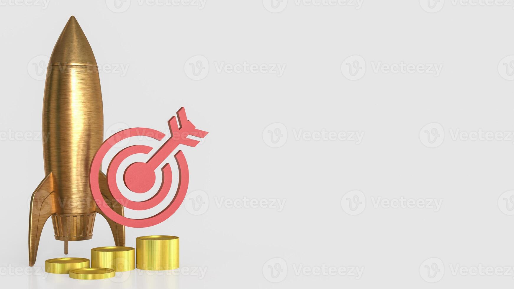 Copper rocket and target for Business concept 3d Rendering. photo