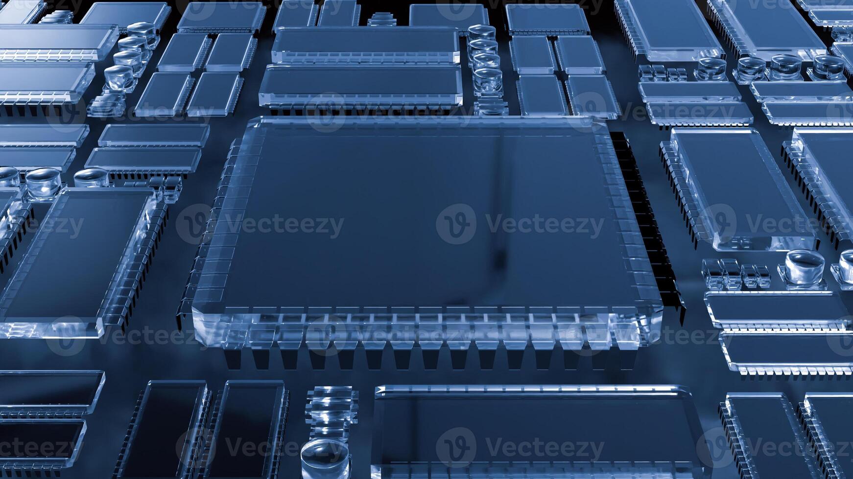 PCB Board on Black background for technology concept 3d Rendering . photo