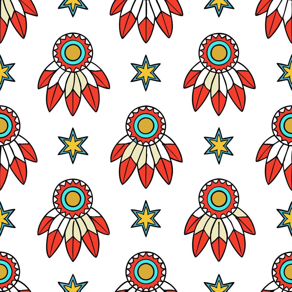 Native folklore characters and symbolic motifs seamless tile pattern with vibrant colors concept as Vibrant colors highlight native folklore characters and symbolic motifs in seaml Seamless Set vector