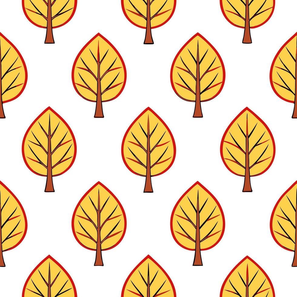 Cozy autumn trees seamless tile pattern with falling leaves and warm hues for inviting spaces concept as Falling leaves and warm autumn hues arranged seamlessly to create cozy and Seamless Set vector