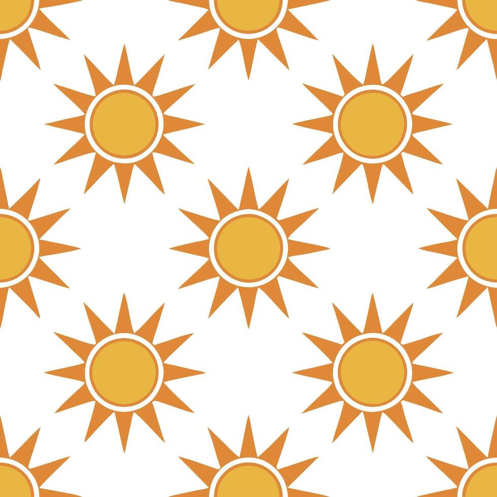 Bold summer sun seamless tile pattern with sun rays and orange gradients for energetic home decor concept as Sun rays and orange gradient tones in a seamless pattern to create an e Seamless Set vector