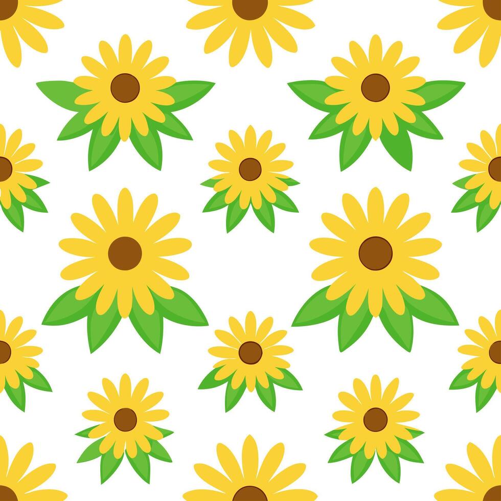 Summer garden seamless tile pattern with sunflowers and wildflowers for a vibrant home garden concept as Bright sunflowers and wildflowers in a seamless pattern perfect for adding Seamless Set vector