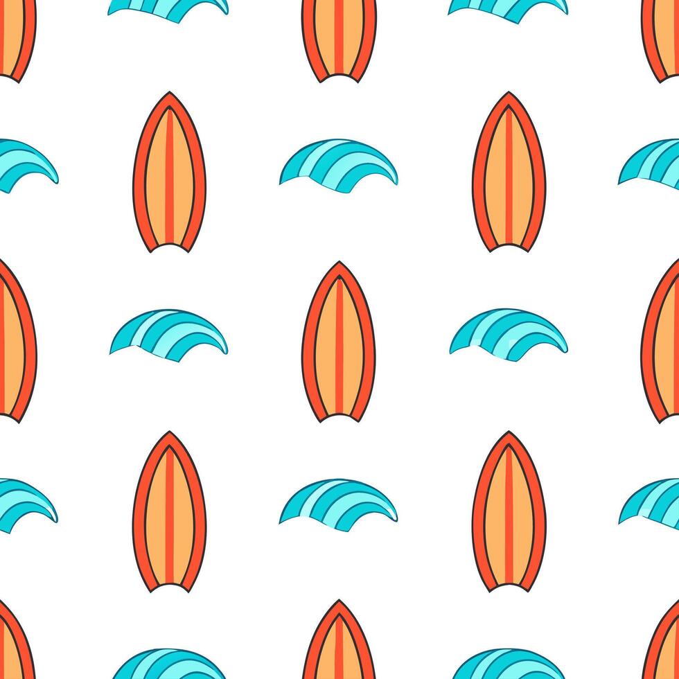 Exciting summer seamless pattern with surfboards and beach waves for an active coastal environment concept as Surfboards and beach waves arranged seamlessly to create an active ene Seamless Set vector