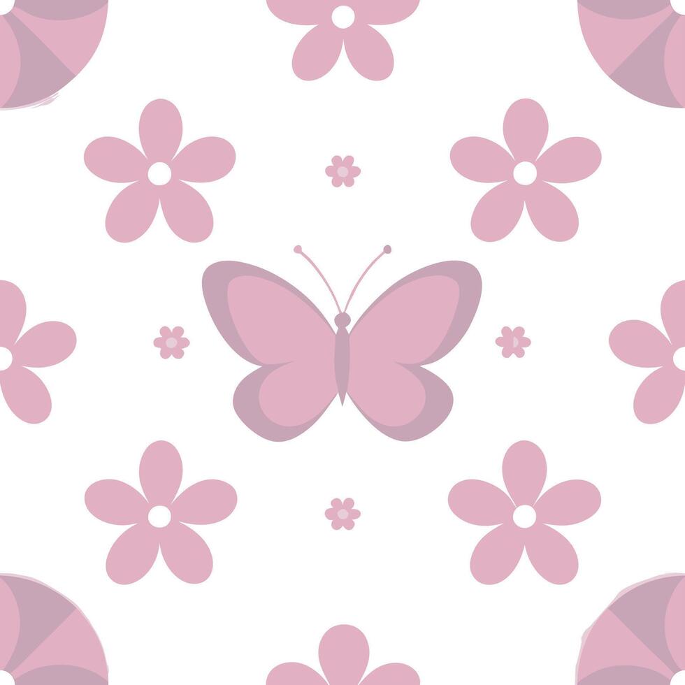 Spring pastel seamless pattern with delicate butterflies and flowers for whimsical garden decor concept as Soft butterflies and pastel flowers arranged seamlessly for a whimsical a Seamless Set vector