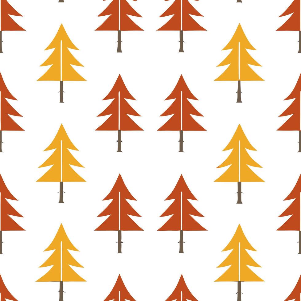Rustic autumn trees seamless tile pattern with pine and birch for country inspired interiors concept as Pine and birch trees arranged seamlessly to create rustic and country inspir Seamless Set vector