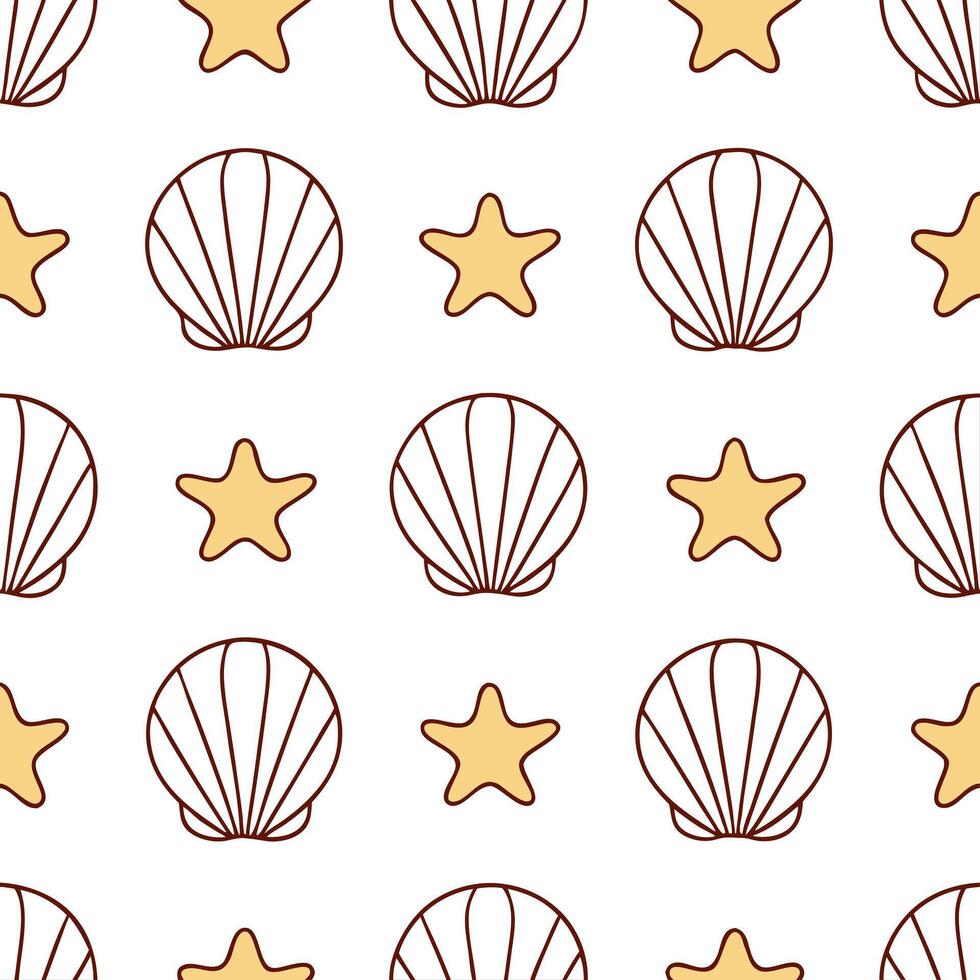 Beachy summer seamless tile pattern with seashells and sand dunes for coastal living spaces concept as Seashells and sand dunes arranged in a seamless pattern perfect for bringing Seamless Set vector