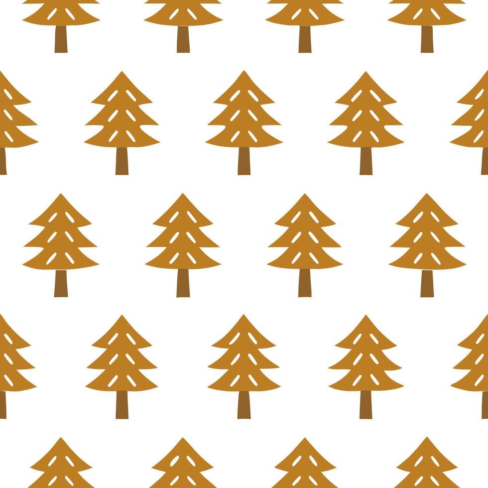 Minimalist autumn trees seamless tile pattern with simple oak and pine silhouettes for modern decor concept as Simple oak and pine tree silhouettes arranged seamlessly for a minima Seamless Set vector