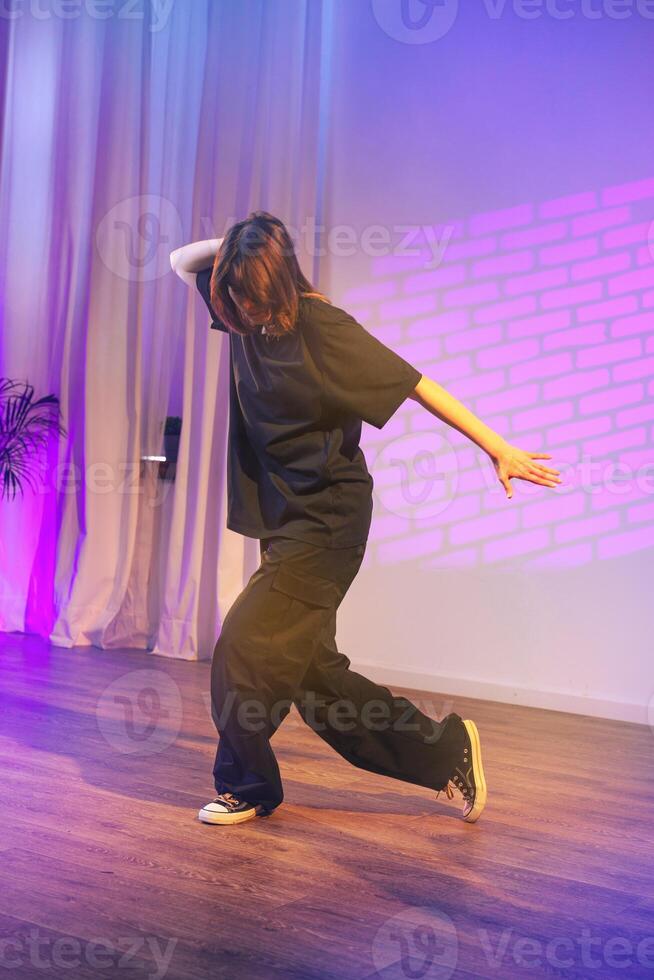 Dynamic dance performance in a vibrant studio setting during a creative workshop photo