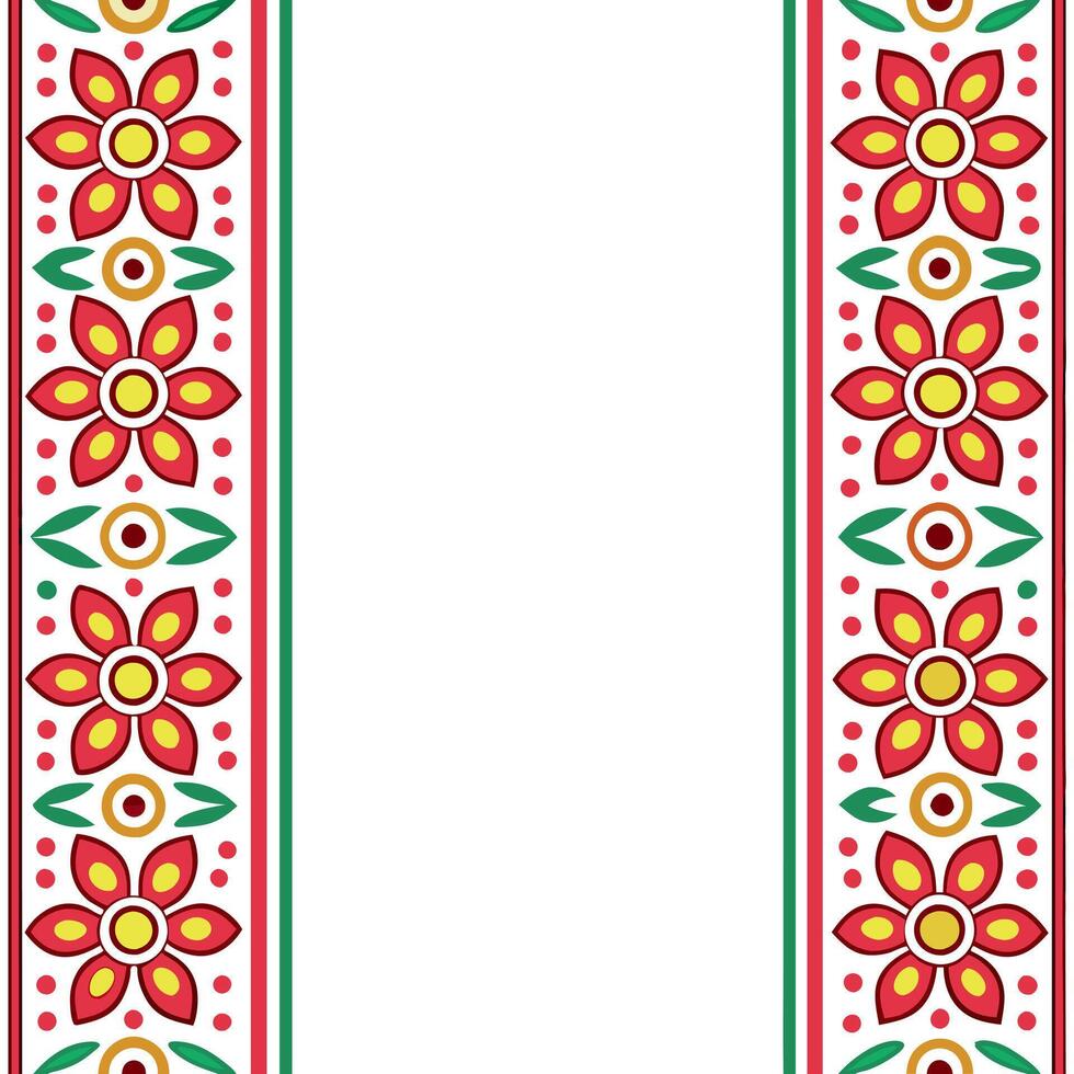 Eastern European folk art and embroidery seamless tile pattern with vibrant colors and intricate details for traditional decor concept as Vibrant folk art and intricate embroidery Seamless Set vector