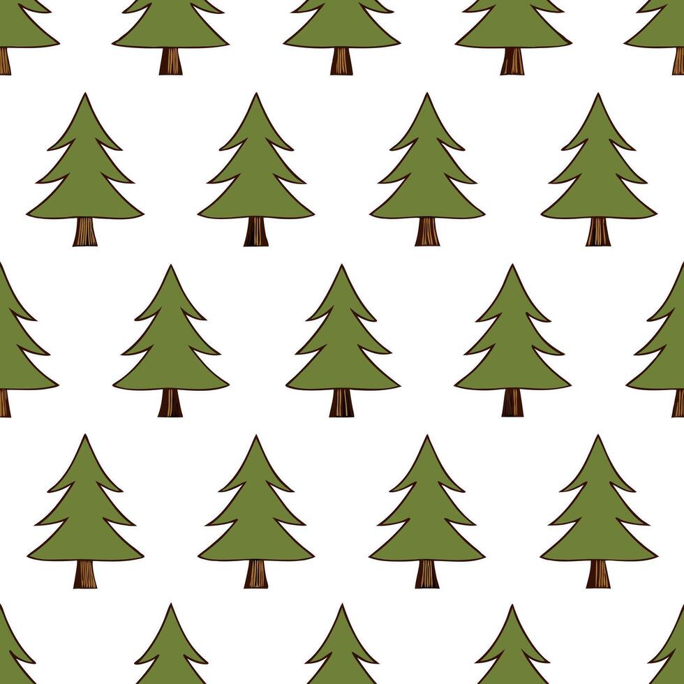 Rustic autumn trees seamless tile pattern with pine and maple trees for country inspired home decor concept as Pine and maple trees arranged seamlessly to create rustic and country Seamless Set vector