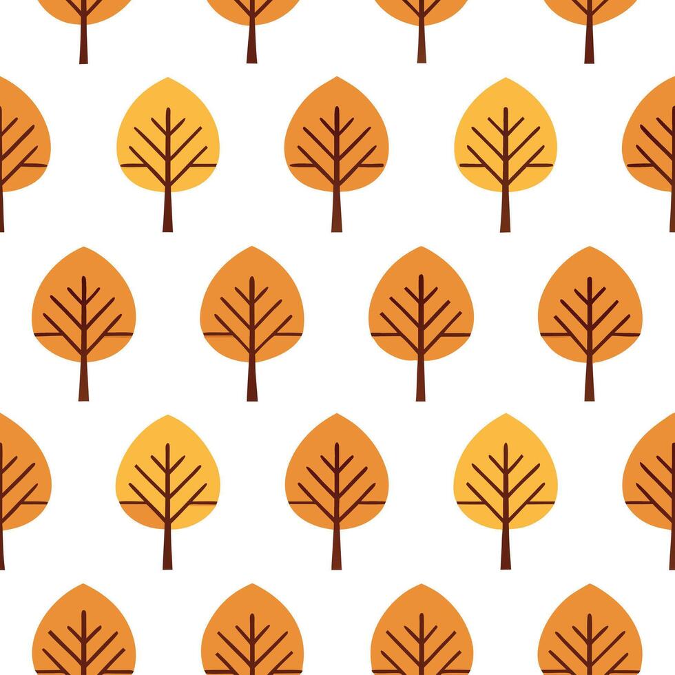 Cozy autumn trees seamless tile pattern with birch and oak trees for inviting fall home decor concept as Birch and oak trees arranged seamlessly to create cozy and inviting autumn Seamless Set vector